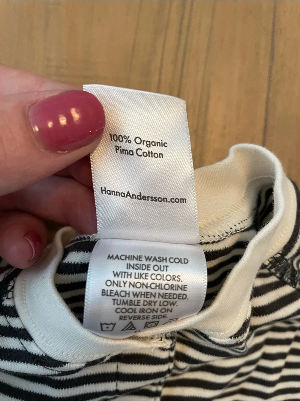 Hanna Andersson Newborn Black and White Striped Footie One-Piece Snap Pima Cotto